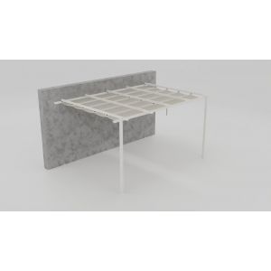 Pergola camus adosse 4x3 blanc avec toile beige
