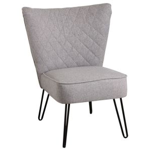 Aubry Gaspard Fauteuil en polyester gris et m&eacute;tal Capiton