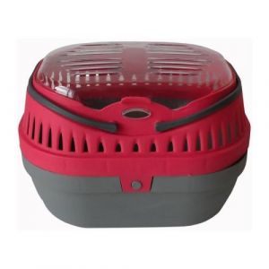 Tyrol Panier de transport en plastique résistant - 30 x 23 x21 cm - Framboise et gris - Pour rongeurs