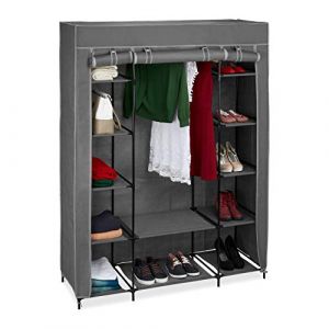 Image de Relaxdays Penderie en tissu avec tringle à vêtements et 12 étagères, H x L x P 175 x 135 x 45 cm, armoire, anthracite