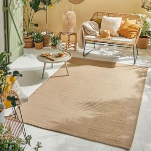 Nazar Tapis ext&eacute;rieur r&eacute;versible motif vague - Beige - 150x220 cm