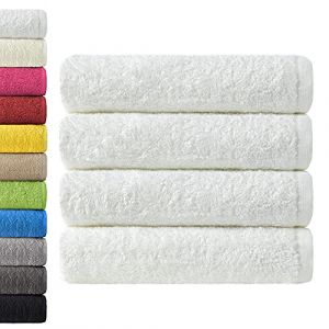 NatureMark Lot de 4 draps de Douche, 70 x 140 cm, Blanc, 100% Coton