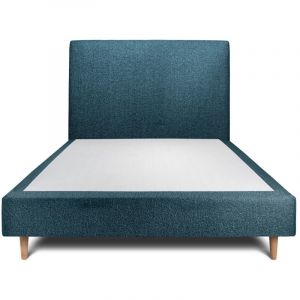 Lit avec tête de lit tapissier bouclette et double sommier tapissier terracotta - Hauteur totale : 35cm