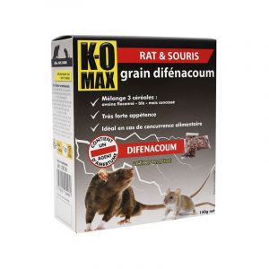 K-OMAX - Raticide & Souricide - Pâte difénacoume - Mélange 3 céréales - Traîtement extérieur- 150 g