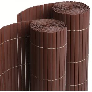 Visiodirect Lot de 2 Canisses Brise vue en PVC tube Plat,Clôture protection pour jardin terasse balcon coloris marron foncée - Hauteur 80 x Longueur 300 cm 1700g/m2