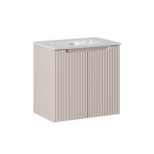 Meuble vasque encastrée 2 portes stratifiés beige