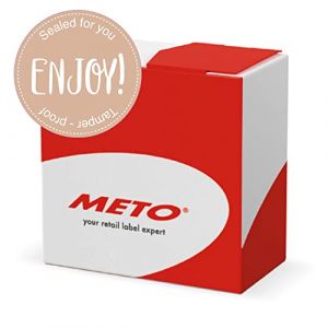 Meto Étiquettes à cacheter dans une boîte distributrice (50 mm rondes, marron pastel, adhésif permanent, coupe de sécurité, 500 autocollants Enjoy par rouleau d'étiquettes)