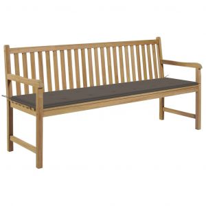 VidaXL Banc de jardin avec coussin taupe 175 cm Teck massif