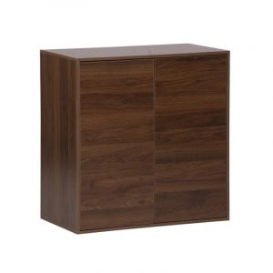 Sweeek - Buffet, module de rangement noyer décor bois 2 portes l 70 x p 35 x h 70 cm - Kompo