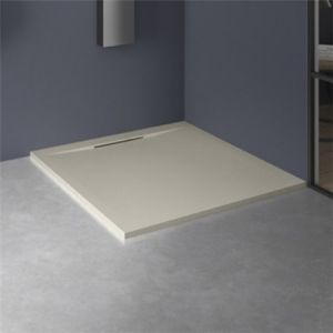 Kinedo Receveur de douche super plat &eacute;paiss. 2,6 cm kineline anti d&eacute;rapant d&eacute;couplable sable 80x80 &eacute;vacuation horizontale type caniveau