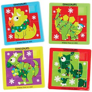 Baker Ross Mini Puzzle Coulissant Enfant motif Dinosaure et Noël - Lot de 6, Puzzle Casse Tete Enfant (FX366)
