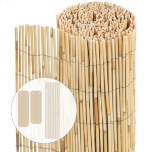 Vounot Canisse en Roseau Naturel 160x600cm Brise Vue en Rouleaux avec Attaches de Fixation Protection Contre Regards Clôture Extérieure Décorative pour Jardin Terrasse et Balcon
