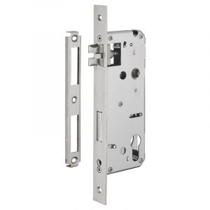 THIRARD Serrure encast. Intelock trou cylindre porte d'entrée, inox, axe50mm, entr'axes85mm, carré8, révers., bouts carrés