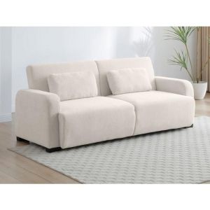 Canapé 3 places convertible clic-clac en tissu chenille beige LOMARIO