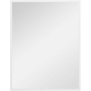 Homcom Miroir mural rectangulaire 90 x 70 cm, cadre en bois blanc, id&eacute;al pour la salle de bain, salon ou chambre