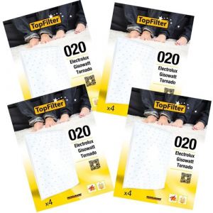 Lot de 4 packs de 4 filtres aspirateur seau 64020 Electrolux et Tornado TopFilter Premium ref 9995050