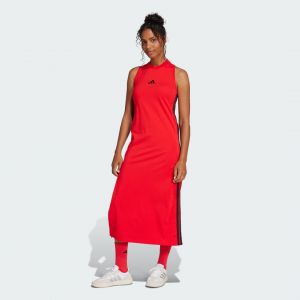 Adidas Femme Essentials 3-Stripes Long Racerback Dress, Pure Ruby/Black, XL