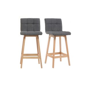 Miliboo Tabouret de bar bois et gris foncé 65 cm (lot de 2) KLARIS