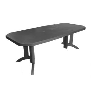 Grosfillex Vega - Table de jardin ovale avec allonge en résine 165/220 x 100 x 72 cm