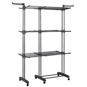 Etendoir tour 3 niveaux extensible gris foncé jusqu'à 35 mètre d'étendage - - ALTOBUY