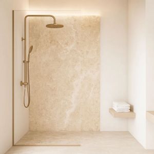 Set de 16 panneaux muraux d&eacute;coratifs Bladel 120 x 60 cm beige pierre _x000D_