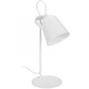 Relaxdays Lampe de bureau, métallique, 39x15 cm, à pivoter, ampoule E14, lieu de travail, salon, chevet, blanche