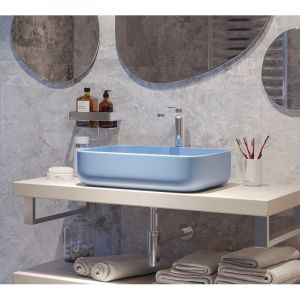 Swiss Aqua Technologies Infinitio Vasque &agrave; poser 50x39 cm, sans trop-plein, Bleu mat (SATINF5039LBLM)