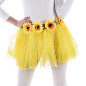 Ruedelafete Chaks - Jupe en tulle jaune pour femme, jupe tournesol pour carnaval, festival et fête à thème, accessoire de déguisement hippie des années 70