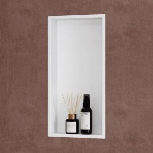Sogood Niche de Douche &agrave; Carreler Blanche 30x60cm &Eacute;tag&egrave;re Murale &agrave; Encastrer en Acier Inoxydable 1 Pi&egrave;ce
