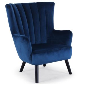 Image de Fauteuil Scandinave Velours "Velvet" 94cm Bleu Prix