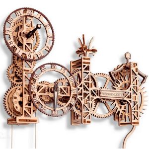 Wooden City Maquette en bois : Horloge murale Steampunk