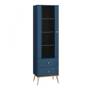 Vitrine 1 porte 2 tiroirs Thalia Bleu