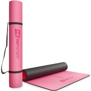 Hop-Sport Tapis de yoga HS-P005GM - antidérapant et résistant, Tapis de Pilates en caoutchouc, 183 x 68 cm, Tapis de gymnastique 0,5 cm avec sangle de transport, Rose