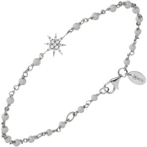 Bracelet Argent Rhodié Étoile Zirconium Blanc Et Pierres Labradorite