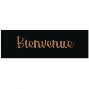 ID Mat Tapis coco naturel spéciale marche - 25 x 75 cm - Epaisseur 15 mm - Bienvenue noir