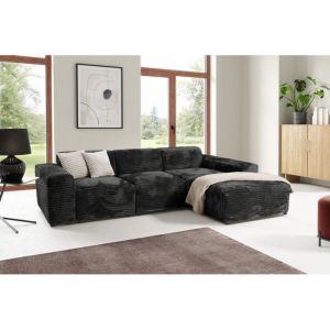 Meublesline Canap&eacute; dangle BRISIA gros c&ocirc;tel&eacute; doux Brisia angle droit noir