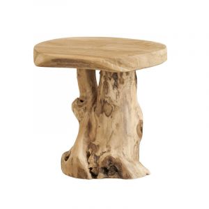 Tron- table d'appoint en teck massif &oslash;40 cm