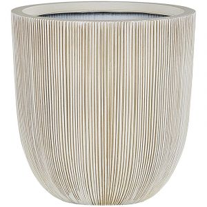 Beliani Cache-pot rond beige et blanc 44 x 44 x 48 cm CHIOS