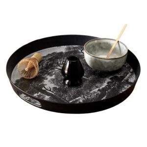 Home Deco Factory - Plateau Black Forest blanc/noir - 38x4.2x38 cm