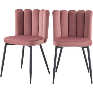 Rendez Vous Déco Chaise Rosy en velours vieux rose (lot de 2)