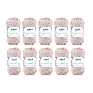 Fil à tricoter/crocheter Gründl Quick Uni, 10 pelotes (fil aux couleurs joyeuses 100 % coton, certifié OEKO-TEX, 50 g / 125 m, grosseur d'aiguilles : 3 - 4, 10 x 50 g), Sand