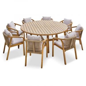 DCB Garden Ensemble repas de jardin 8 places en bois d'acacia - SERENA