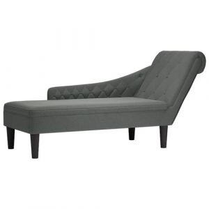 VidaXL Fauteuil long avec coussin et accoudoir droit gris foncé tissu