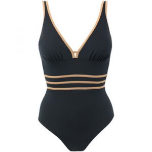 Maillot de bain 1 pièce classique plongeant Noir