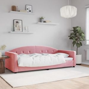 Image de VidaXL Lit de repos rose 90x200 cm velours, canapé-lit, canapé-lit confortable, canapé-lit en velours, lit d'appoint, canapé-lit simple