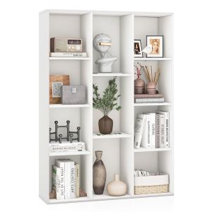 Coast Bookcase 11 Compartments White 74x24x106 cm - Etagère géométrique moderne avec protection contre le basculement