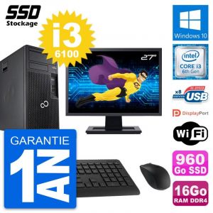 Fujitsu Esprimo P557 27" Core i3 3.7 GHz - SSD 960 Go - 16 Go - Reconditionn&eacute;