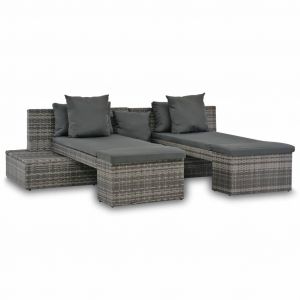 VidaXL Les Tendances - Salon de jardin 4 pcs avec coussins R&eacute;sine tress&eacute;e Gris
