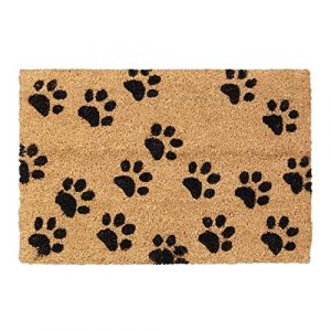 Relaxdays Paillasson coco, pattes, 60x40 cm, tapis d’entrée pour intérieur et extérieur, antidérapant, nature/noir
