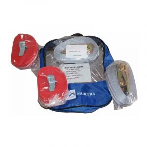 Set sangles arrimage : 2 sangles à boucle 450 kg x 4 m + 2 sangles à cliquet 800 kg x 5 m